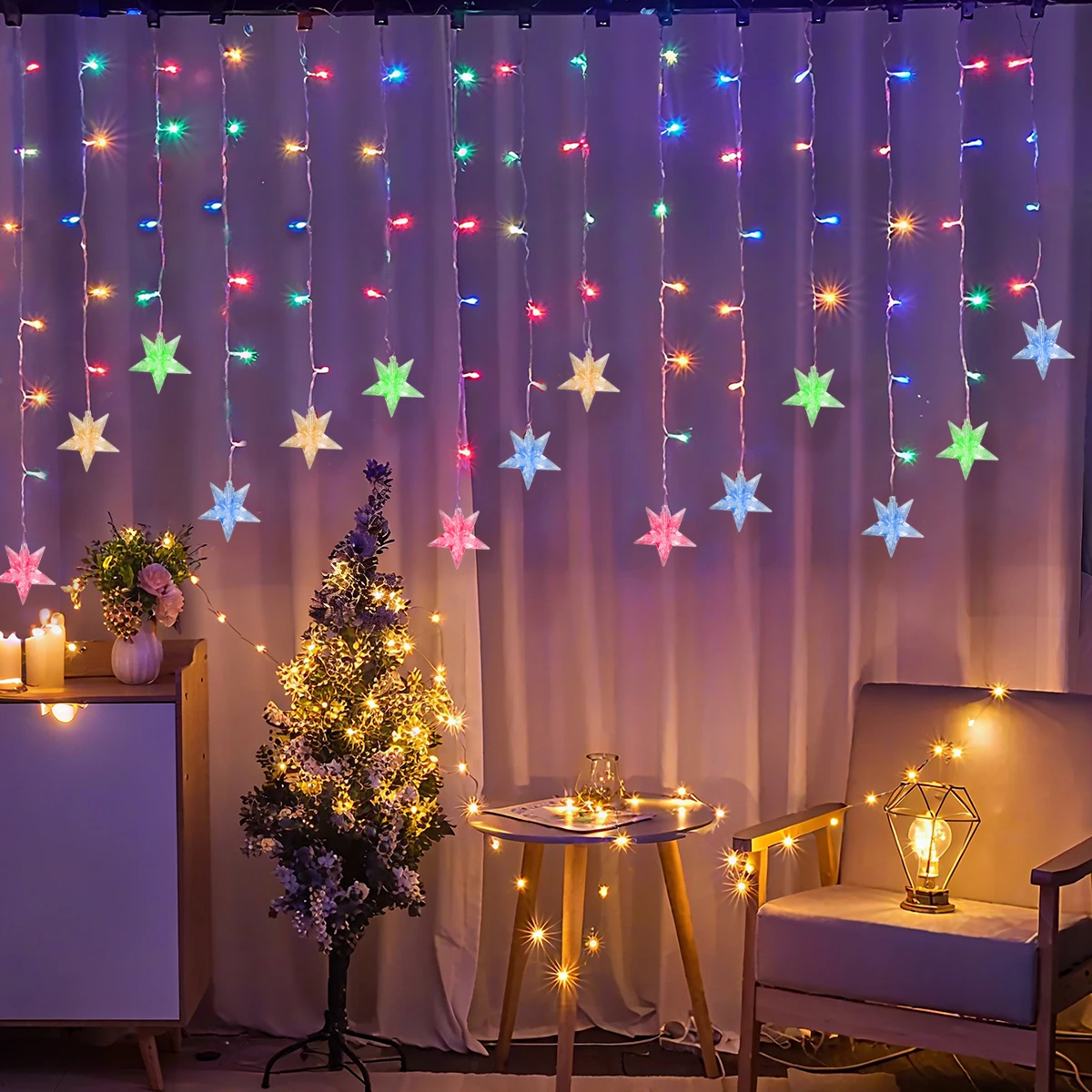 1 قطعة 96 LED ستار جليد الستار سلسلة أضواء USB بالطاقة 8 طرق عيد الميلاد أضواء جليد الزخرفية لحديقة فناء ديكور المنزل