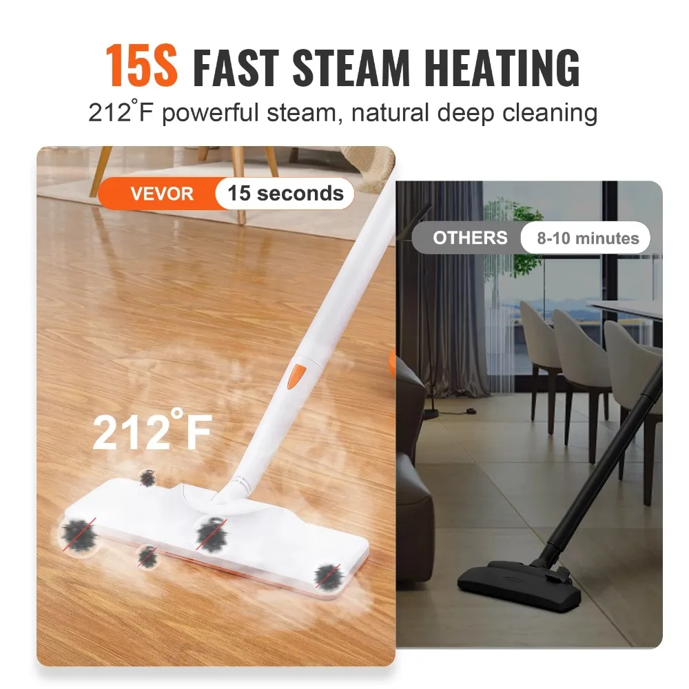 Multipurpose Steam Mop, Limpador a vapor, vaporizador portátil, cabo de alimentação de 16,4 pés, 1500W, 45oz, 20 acessórios