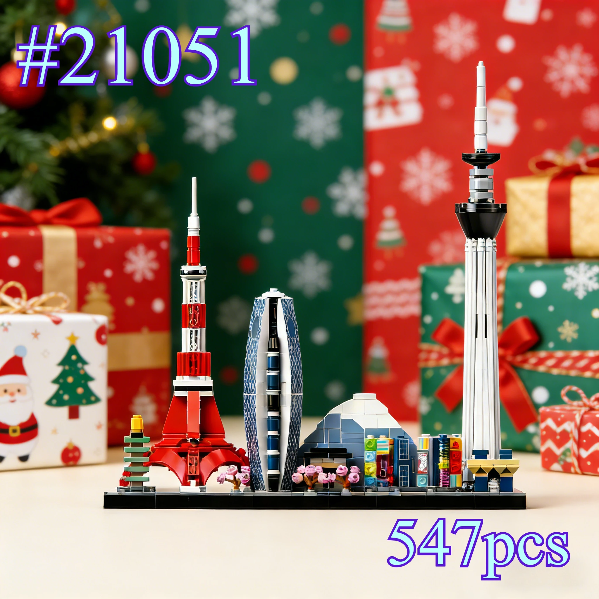 

Наборы строительных блоков Tokyo Landmark Building Model 21051, подходящие для рождественских подарков, совместимые с частицами Legoed, 547 шт.