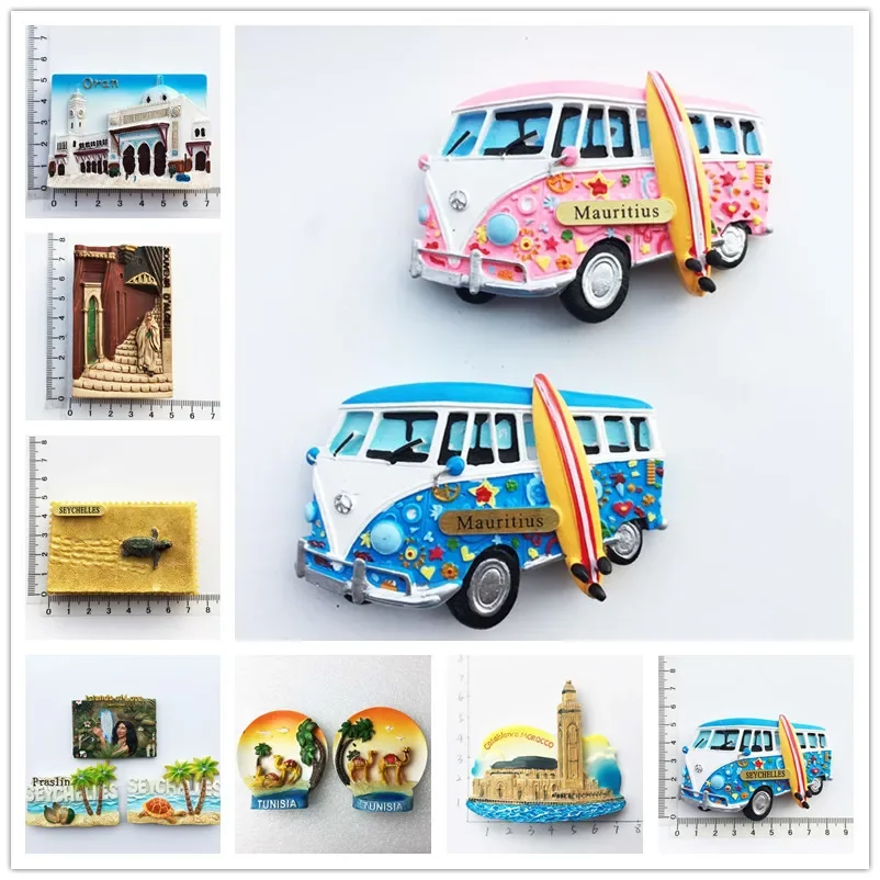 Africa Tourist Fridge Magnet Souvenir Mauritius Morocco Seychelles Tunisia Algeria Creative Hand Painting Decorative Magnets