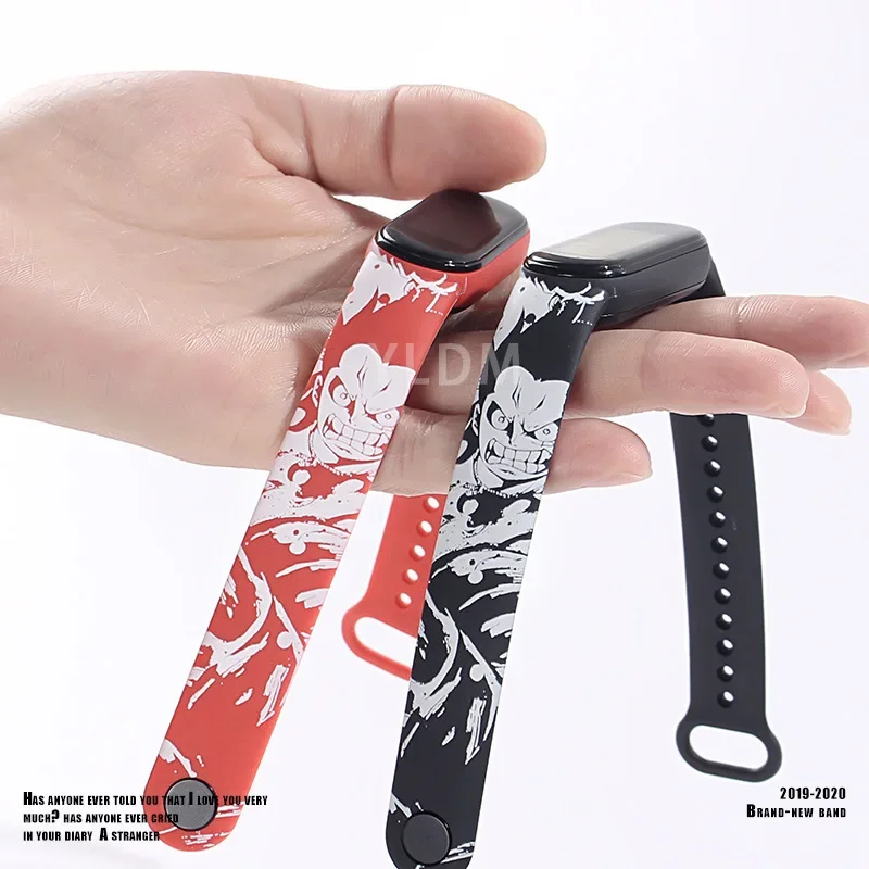 ONE PIECE Luffy Ace Strap for Mi Band 6 5 4 3 NFC Couples Cool Print Wristband Bracelet Replacement High Quality Shipping Free