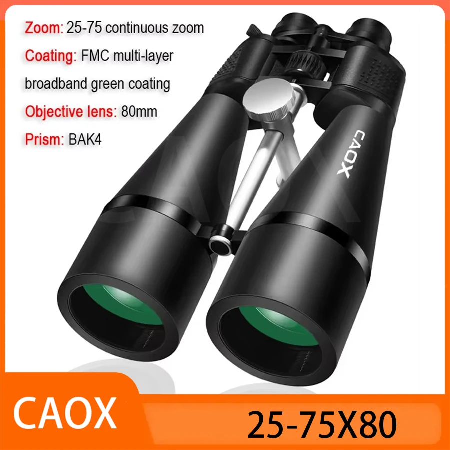 CAOX 25-75X80 Binoculars High Definition Waterproof Military Telescope for Bird Watching Hiking Hunting Sports