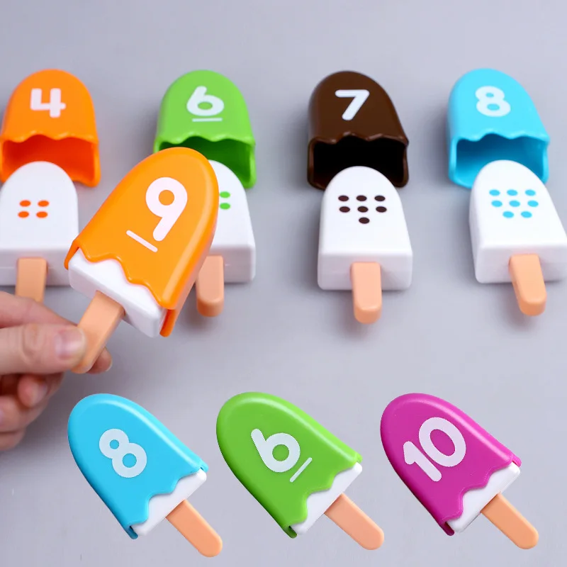 Kids Digital Ice Cream Montessori Toys Number Matching Game Color Cognitive Logical Thinking Training Sensory Educational Toys