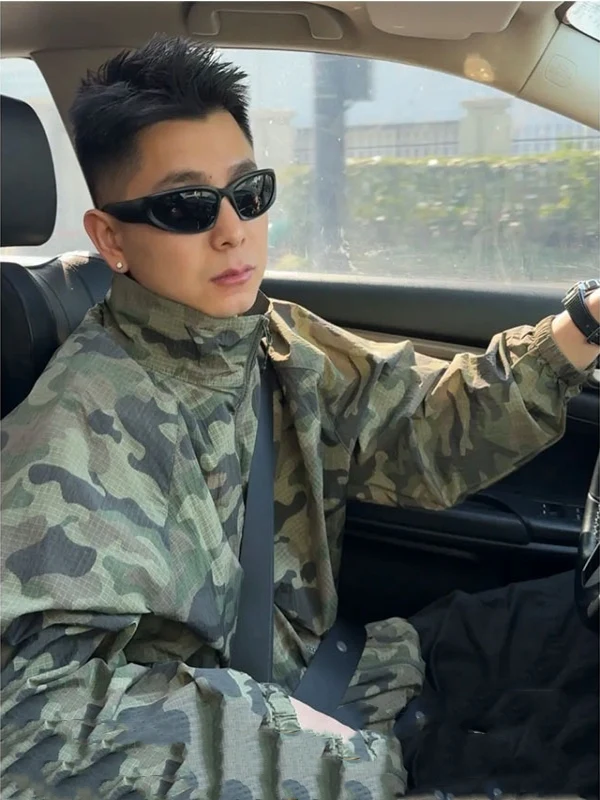 

American Sle Camouflage Men's Long Sve Stand Collar Summer Sun Protection Windbreaker Jaet Trendy een Outerwear