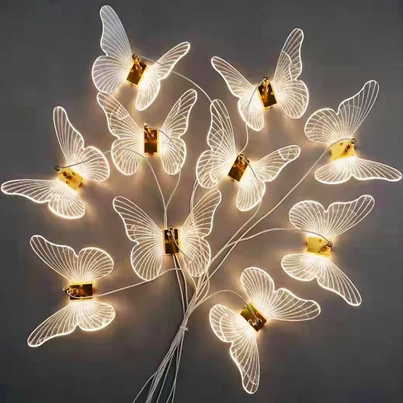 Brat nowoczesny krajobraz atmosfera lampy kryty motyl do dekoracji ślubnej domu LED String Light