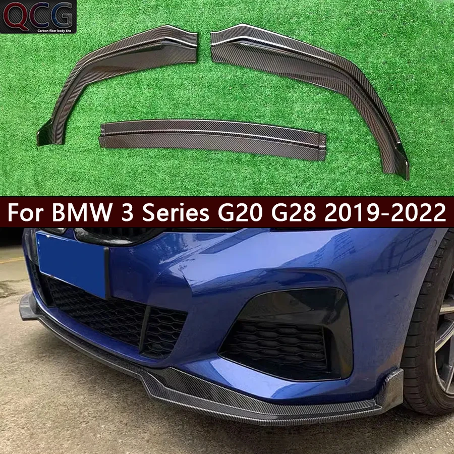 For BMW 3 Series G20 G28 2019-2022 Carbon Fiber Car Front Bumper Diverter Spoiler Diffuser Front lip chin MP style body kit