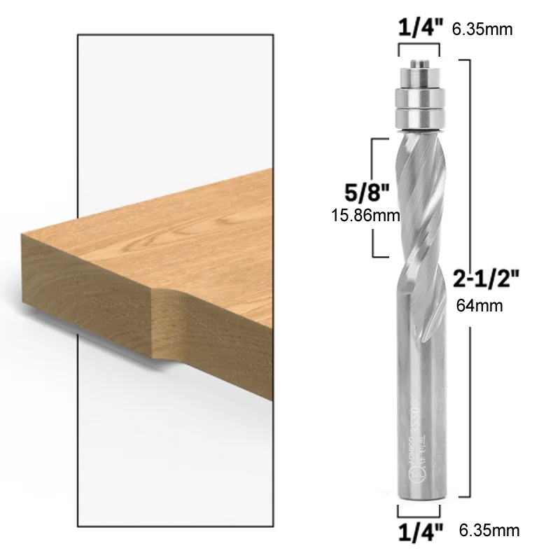 1/4 shank Down cut Up cut Flush Trim Solid Carbide Spiral Router Bit  use for soft hard woodworking  Router Bit