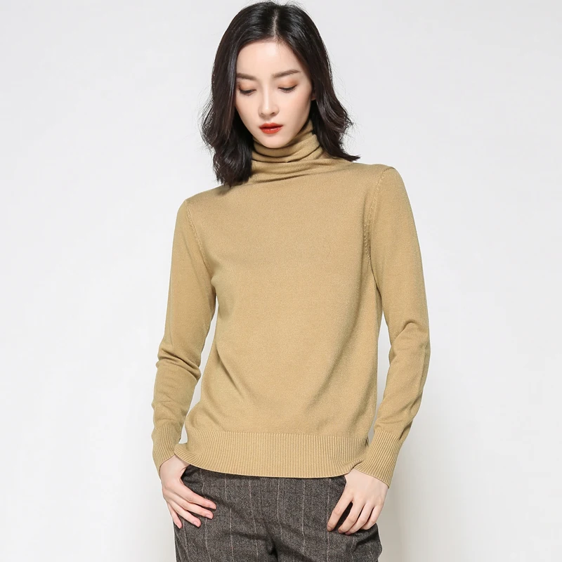 2023 New Temperament elegant Cashmere sweater women  Spring and Autumn turtleneck  loose cashmere sweater women