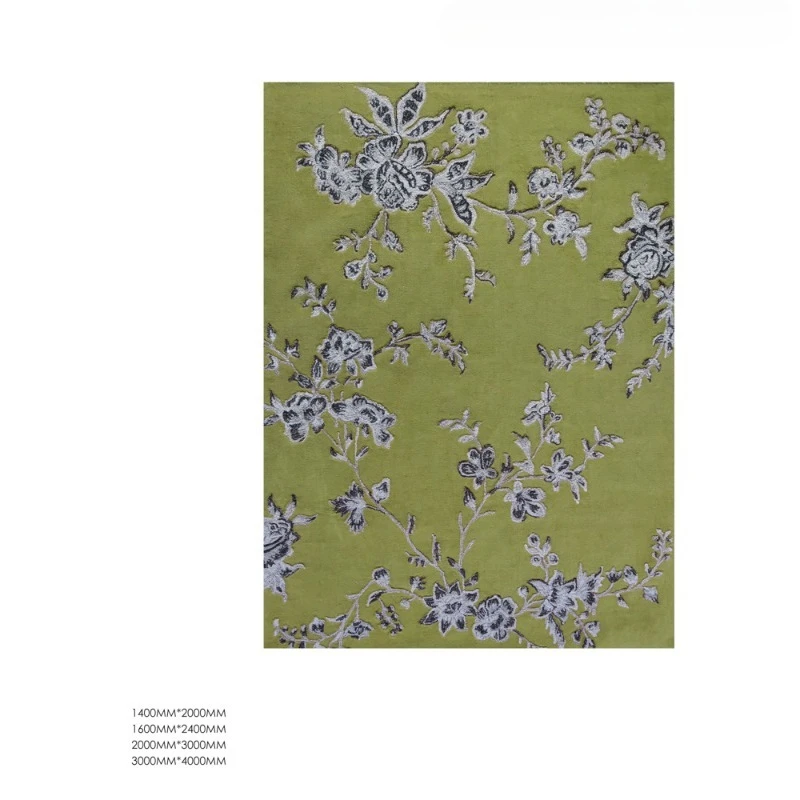 

Three-dimensional embroidered handmade carpet, moss green living room sofa