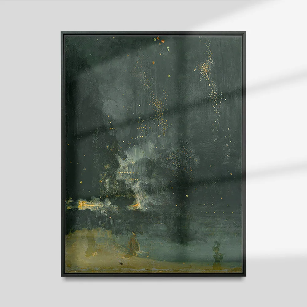 Плакат с принтом Джеймса Abbott McNeill Whistler Nocturne в черном и золотом, падающая ракета, холст, картина, декор, наклейки на стену