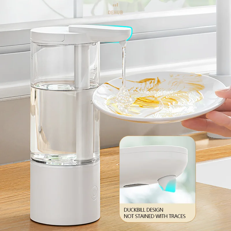 Kitchen 500ml Automatic Liquid Soap Dispenser USB Rechargeable Touchless Hand High Capacity Detergent  Bathroom Dispenser