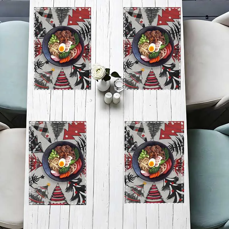 【Christmas Linen】Placemat, Heat-Resistant, Festive Party Home Dining Table Mat