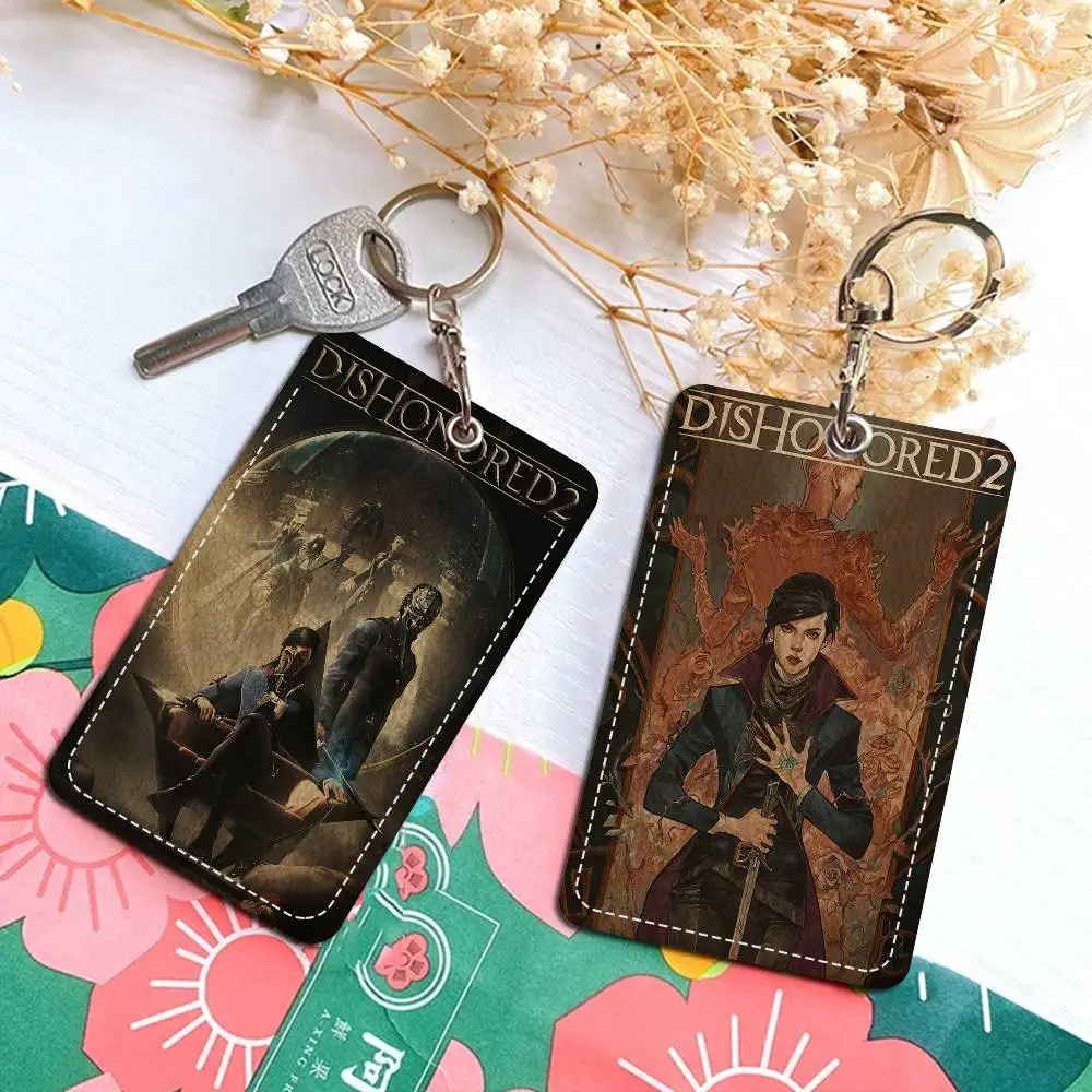 Dishonored 2 Game PU Soft Leather Rectangular Key Card Holder Induction Elevator Protection Cover Youth Faion Accory