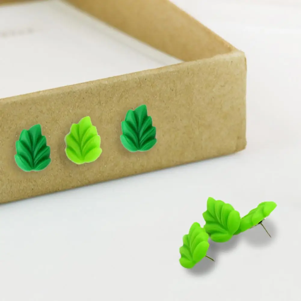 20Pcs Excellent Pushpins Multi-purpose Good Fixation Office Supplies Green Leaves Shape Scene Poster Push Pins