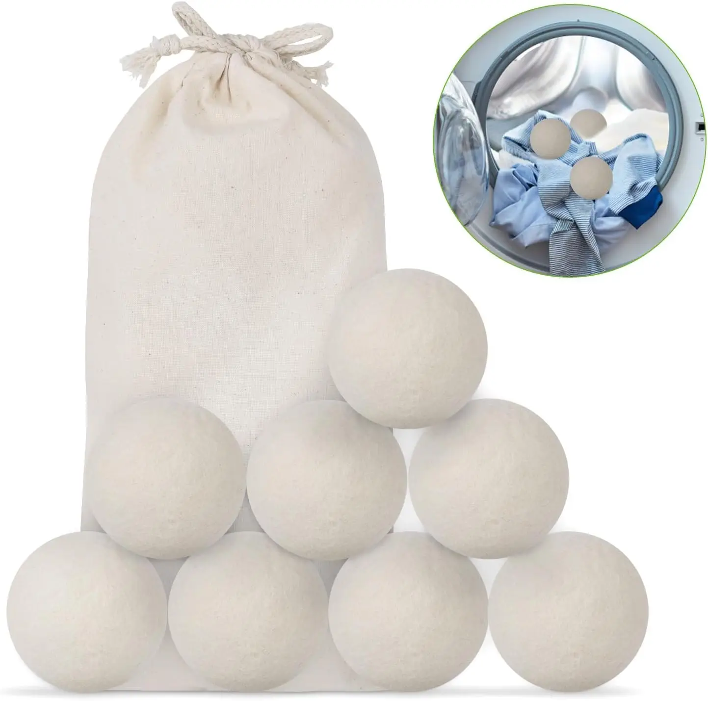 8pcs Wool Dryer Balls Natural Fabric Softener Antistatic Reusable Softener Laundry Ball Home Washing Machine Accessories