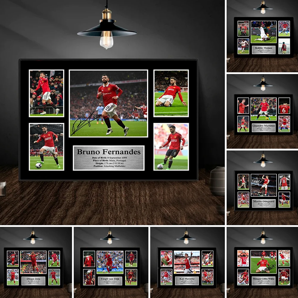 Pósteres firmados de jugador de fútbol Popular moderno, impresiones artísticas, pintura en lienzo de estrella deportiva de fútbol, arte de pared, Mural, decoración del hogar para habitación de niño