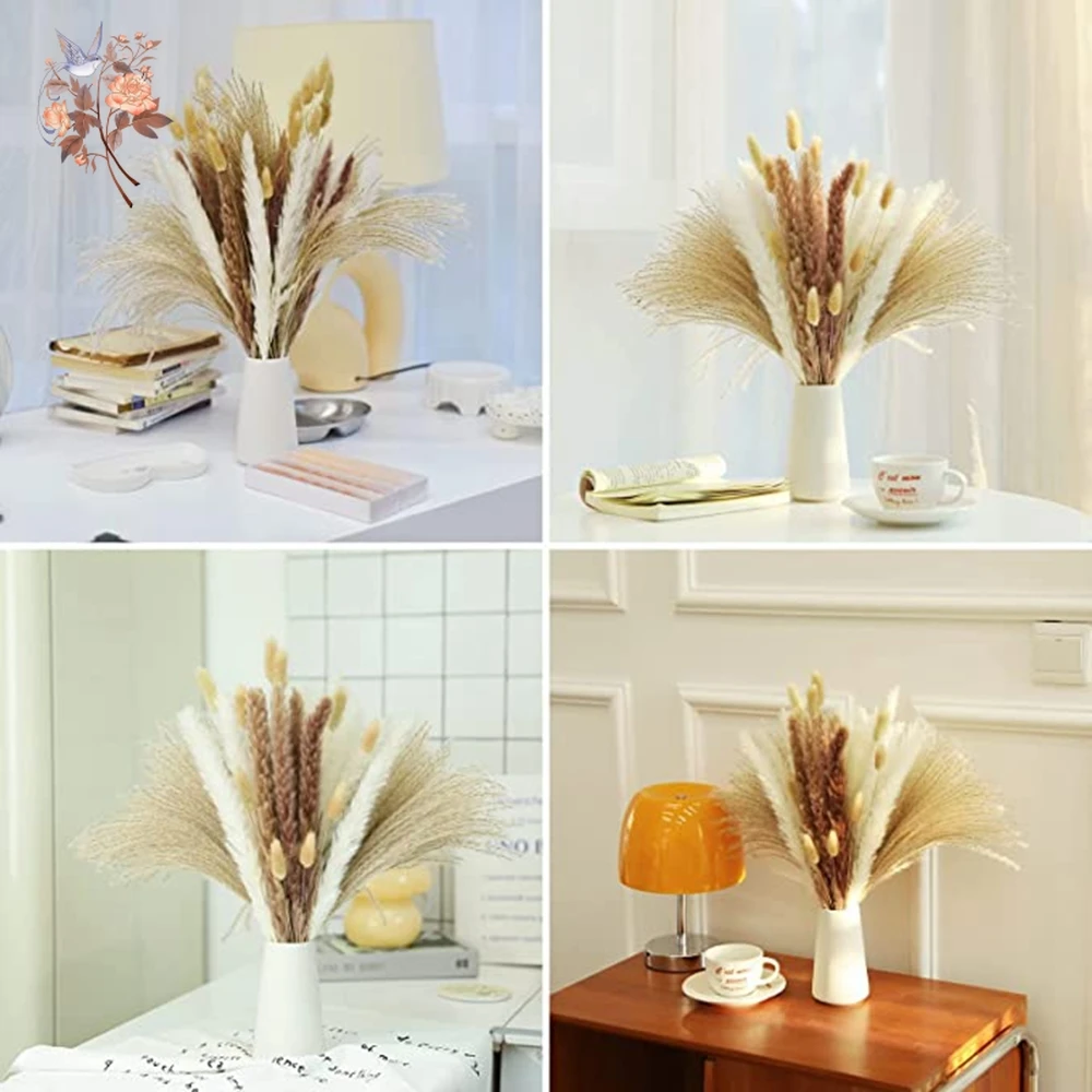 Pampas Naturais Buquê De Flores Secas, Decoração De Vaso Em Casa Boho, Coelho Caudas De Coelho Grama, Flor Artificial, Decoração De Festa De