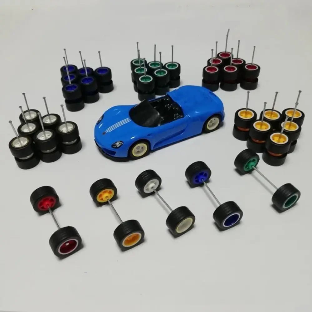 1Set 1/64 Wheels Model Car Wheels For Hotwheels With Rubber Tire Model Model Car Modified Parts Toys Power Refit Car Model Parts