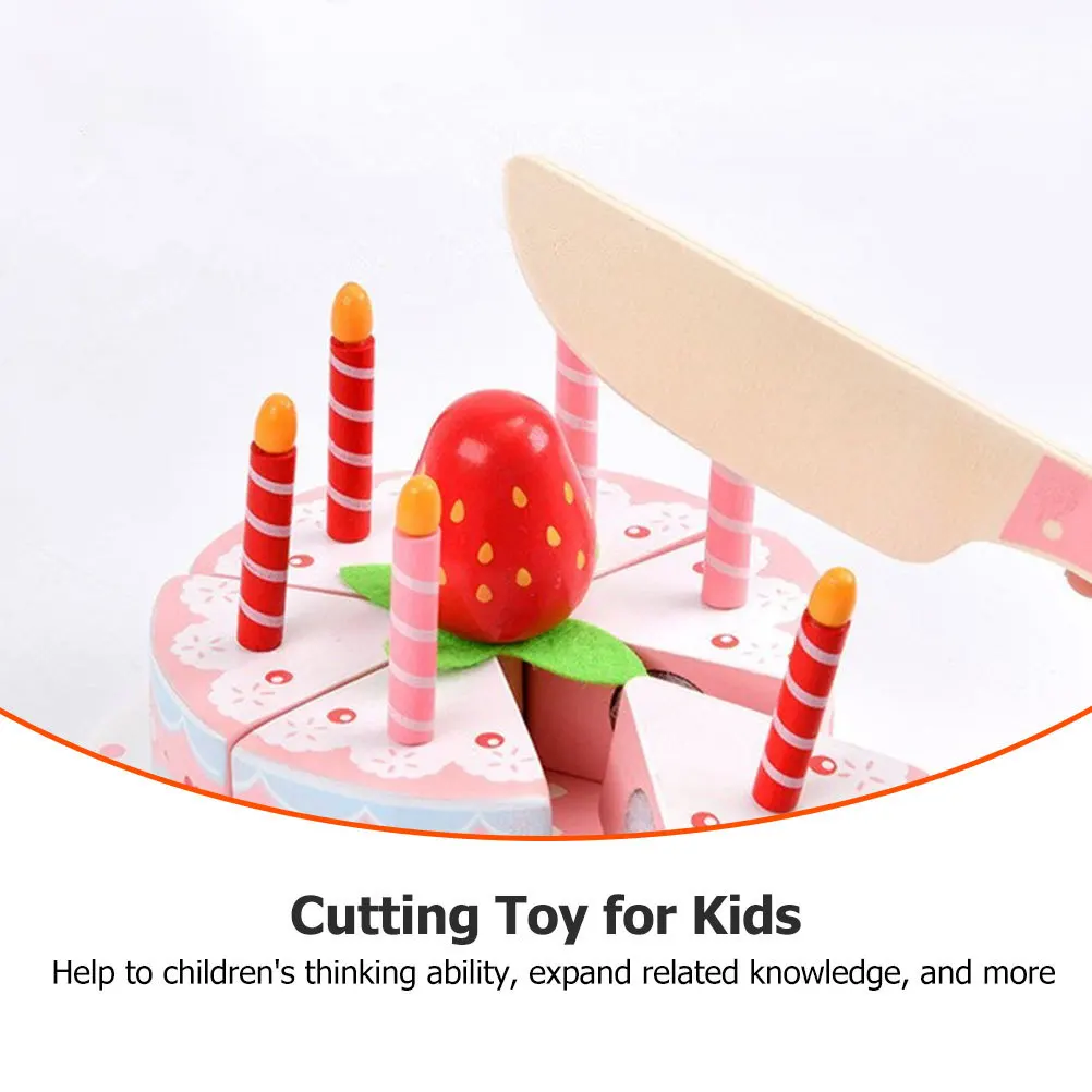 1세트 나무 주방 생일 케이크 자르기 놀이 세트 조기 교육 시뮬레이션 음식 자르기 가족 상호작용 재미있는 색상