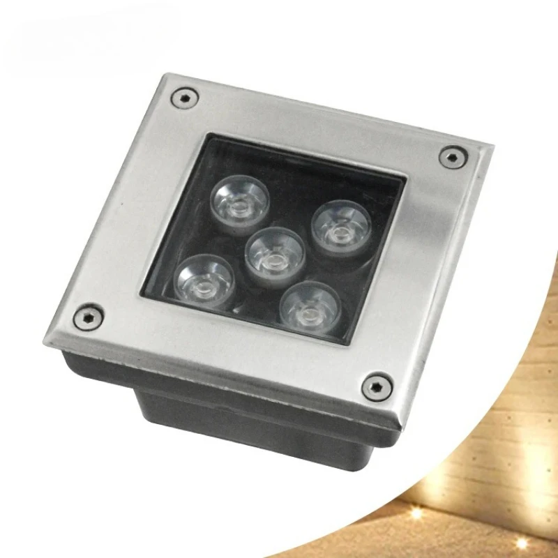 Square Stainless Steel 3-12W LED Inground Light IP67 Waterproof Recessed Underground Lamp Outdoor Garden Deck Pathway Lighting