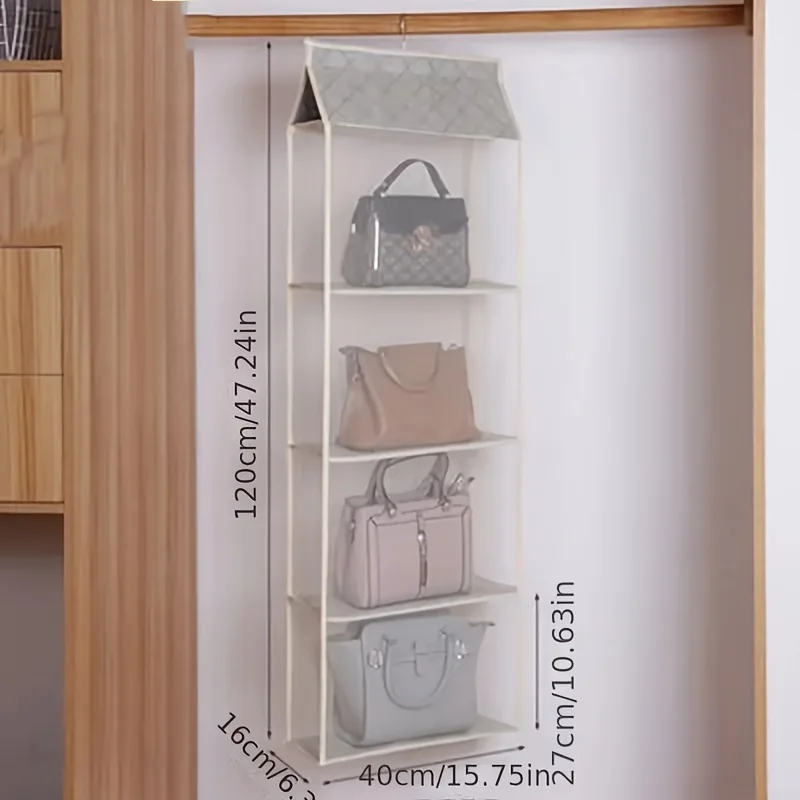 1pc Hanging Handbag Purse Organizer, Dust-proof Purse Bag Storage Holder For Wardrobe Closet