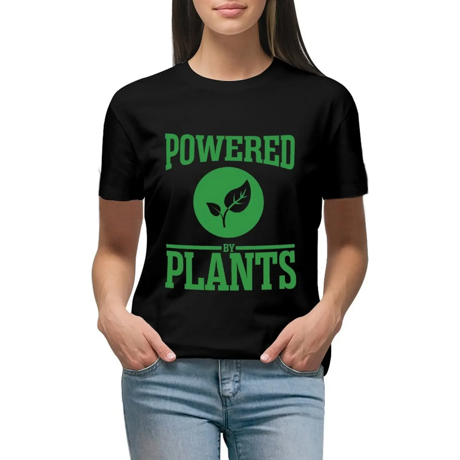 

Powered by Plants T-Shirt vintage hippie clothes korean fashion lady clothes Womens clothing