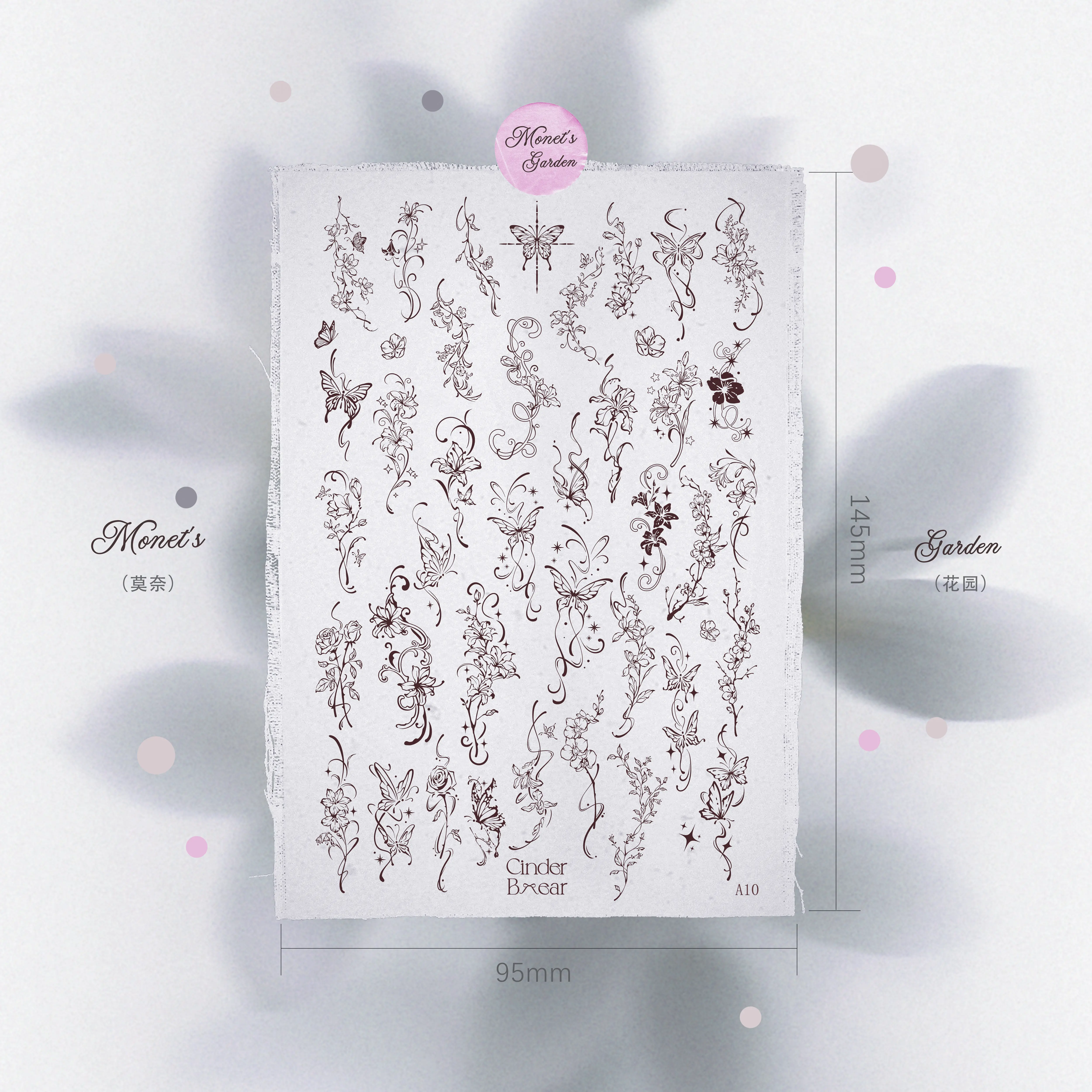 Monet Garden Rebel Angel Angel Rhythm Nail Art Print Board - DIY Nail Decoration Transfer Tool Christmas