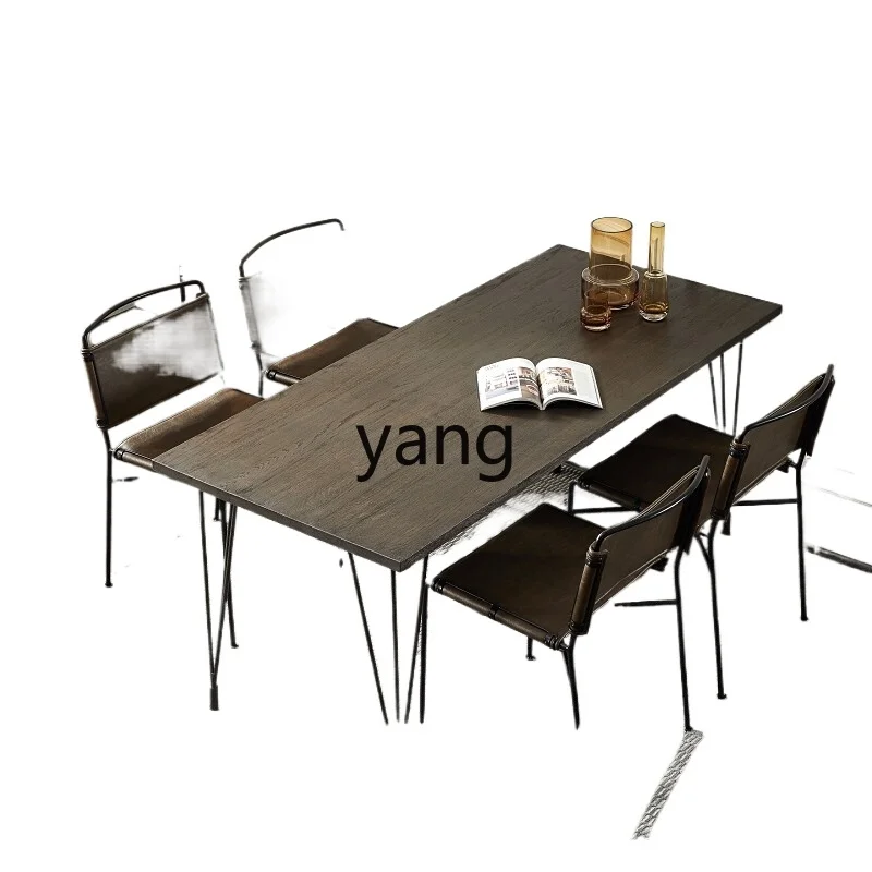 

LH modern simple solid wood dining table and chair combination retro old house silent wind dining table