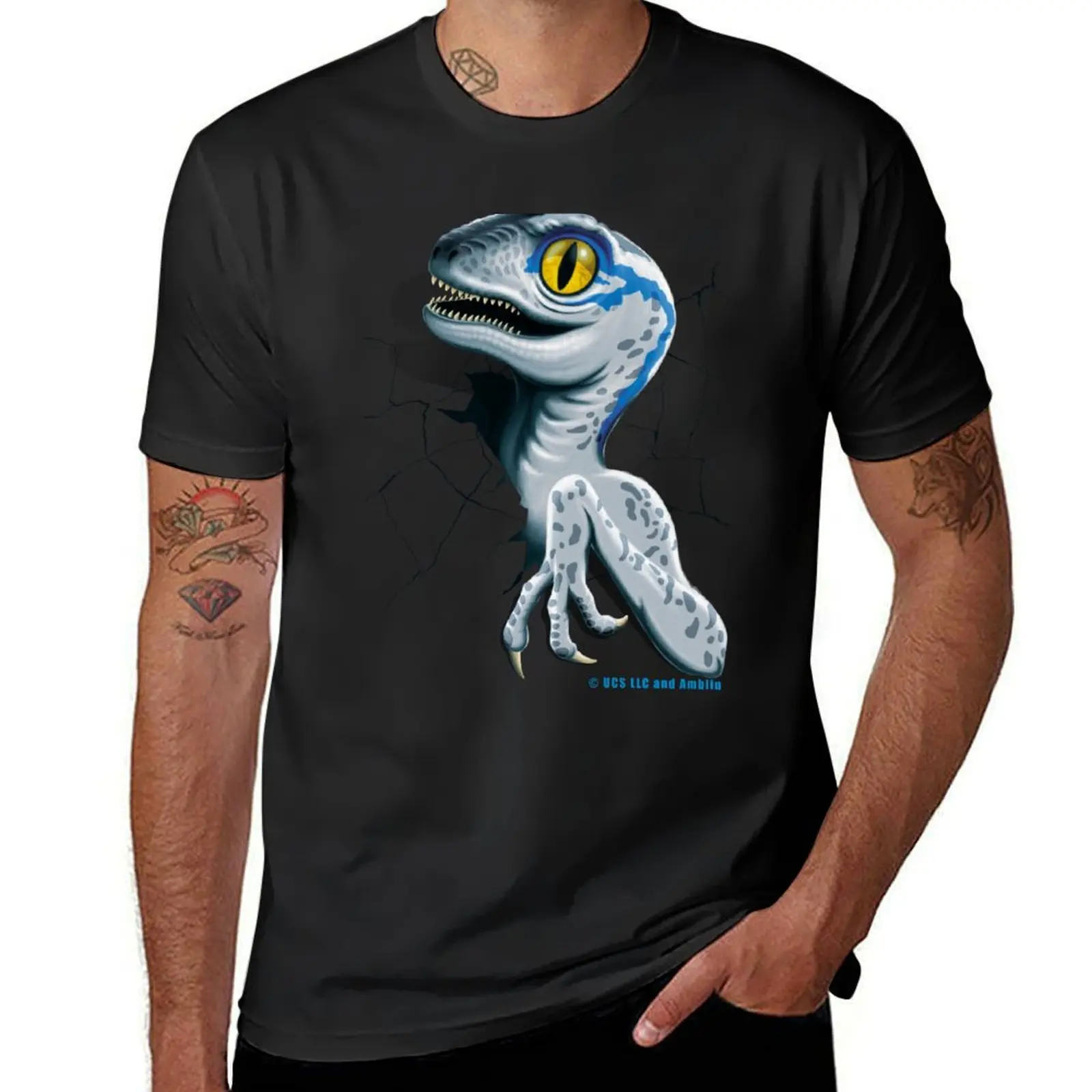 Jurassic World - Baby Blue Velociraptor T-Shirt anime clothes heavyweights mens t shirts pack