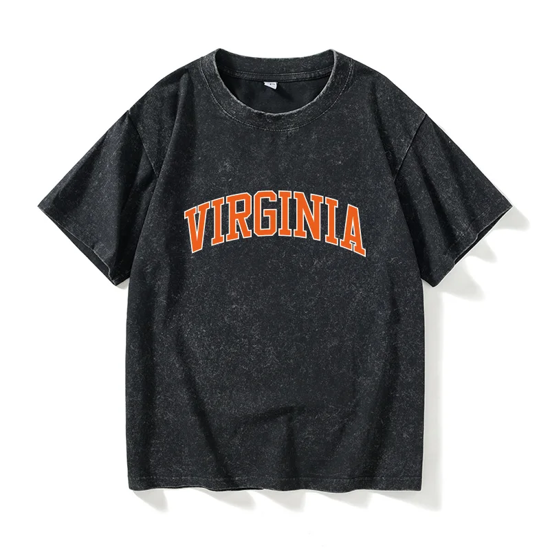 

Virginia Universi NCAA Повседневная хлопковая футболка ort Sve round Ne ex plus Size Summer Faion Basic Sle