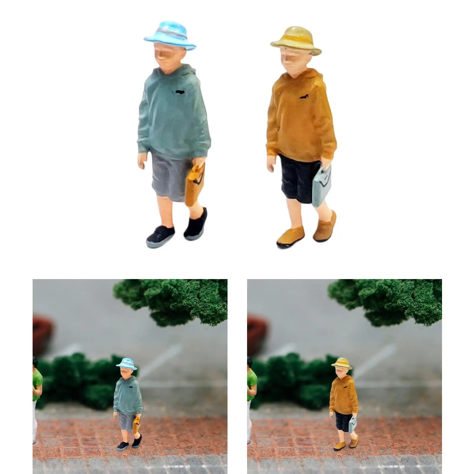 Little FishSuffolk Hat Boy Figurine Jouet, Réaliste, Mignon, Seau, Top Figurine Décorative, Passe-Temps, Figurine en Résine, Modèle de Personnes Miniatures, 1/64