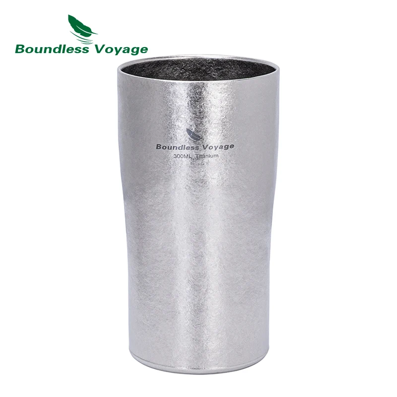 Boundless Voyage Titanium Double-Walled Beer Cup Ultralight Coffee Tea Juicy Mugs for Outdoor Camping Picnic 300ml Crystallized