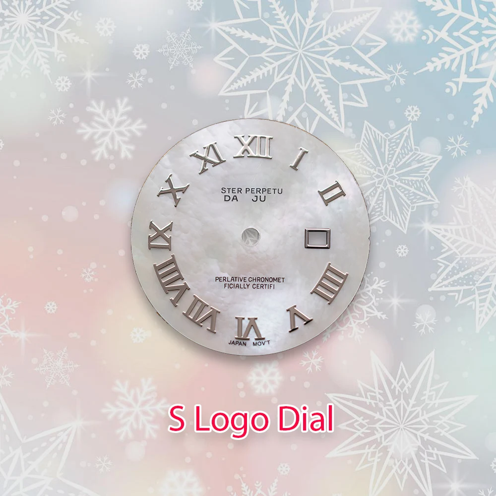 24.5mm S Logo lady Pearl shell dial Roman dial Diamond dial Suitable For NH05 Japan Movement Watch Modification Accessories