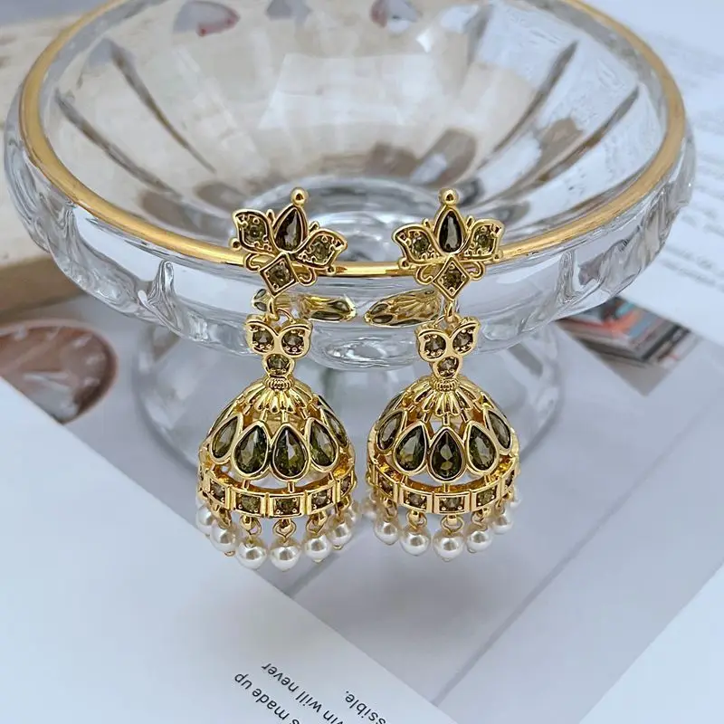 

New Fashion Light Luxury New Chinese Style Skirt Hem Glass Pearl Tassels Pendant Gentle Bell Niche Disign Waterdrop Cubic Zircon