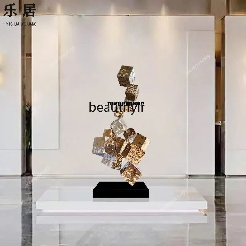 

Light luxury metal ornaments Hotel lobby Stainless steel large floor sculpture Art decorationN