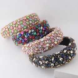 Baroque Hair Jewelry Bohemian  Crystal Crown Headbands Exaggerated Rhinestone Tiara Hairbands For Women Wedding 558