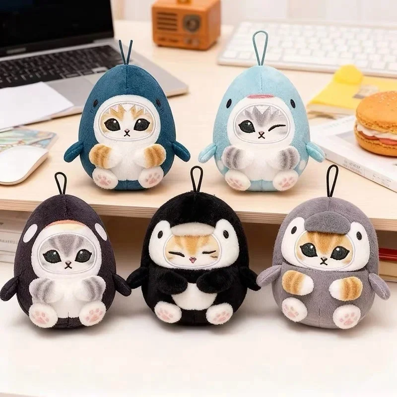Genuine Mofusand Shark Cat Plush Pendant Marine Creature Orca Cat Plush Hanging Ornament Gashapon Backpack Bag Decor Gift Toy
