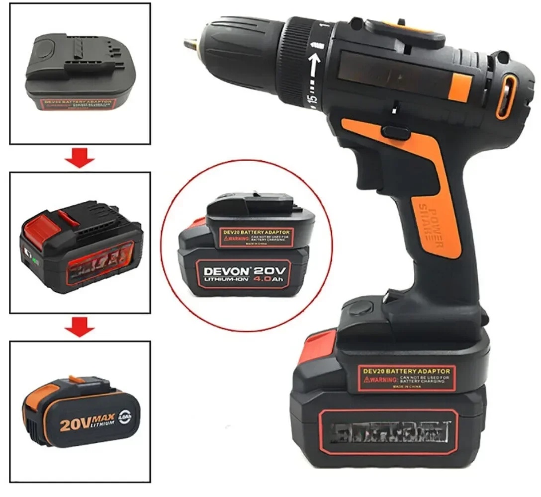 Batterij Adapter Converter Voor Devon 20V Lithium Batterij Converteren Naar Voor Worx 4pin Oranje 18V Li-Ion Elektrisch Gereedschap Boor Gebruik