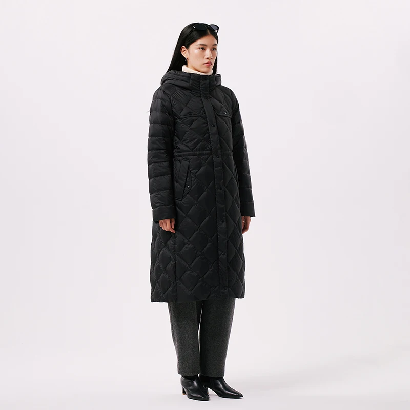 Chericom doudoune mi-longue à capuche pour femme 90 duvet de canard blanc motif matelassé imperméable léger manteaux bouffants Y299067Y