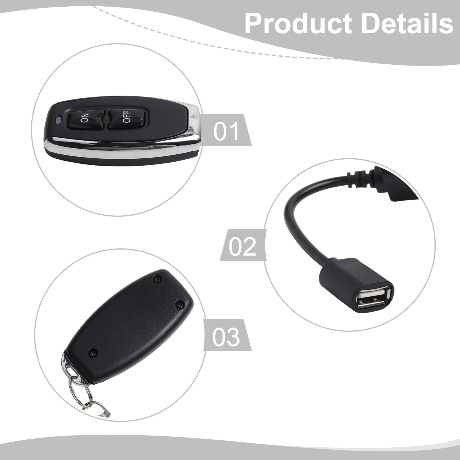 Interruptor de Control remoto inalámbrico USB RF, alimentación del controlador DC 5V para tira de luz, interruptores eléctricos de frecuencia de 433,92 MHz