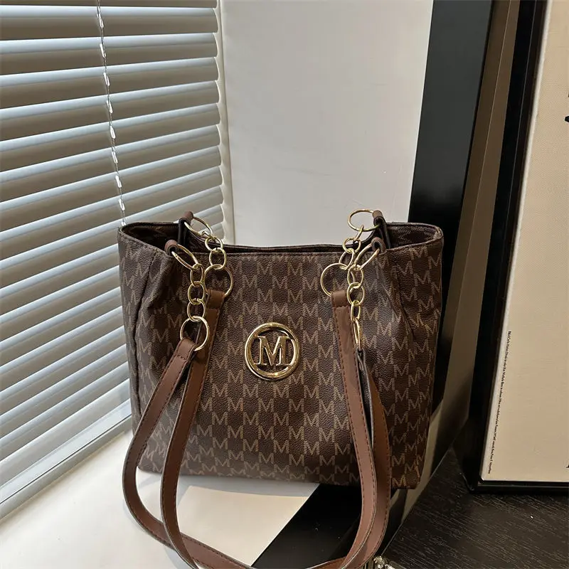 

Vintage geometric pattern ladies' handbag with letter design - single shoulder bag, large capacity, suitable for commuting