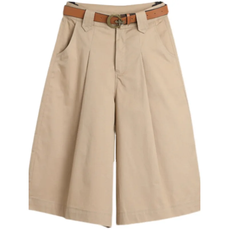 سراويل واسعة الساق مصممة للنساء، سراويل من سبع نقاط، سراويل صيفية رفيعة عالية الخصر عصرية ومتعددة الاستخدامات للتخسيس فضفاضة #5