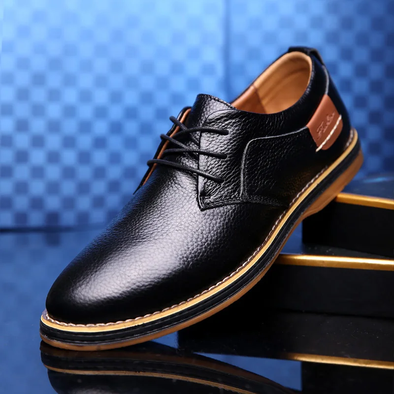 Genuine Leather Men's Formal Dress Shoes Oxfords Brogue Italian Men Casual Shoes Luxury Brand Moccasins Loafers Plus Size 38-48