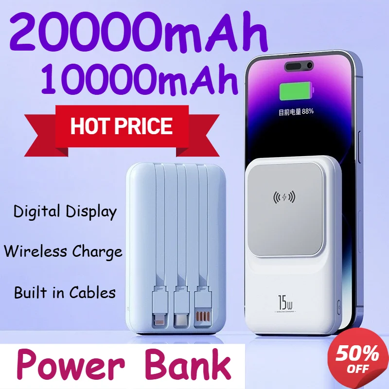 Magentic Wireless PowerBank 20000mAh Portable 22.5W Fast Charging Power Bank External Battery for iPhone Samsung Large Capacity