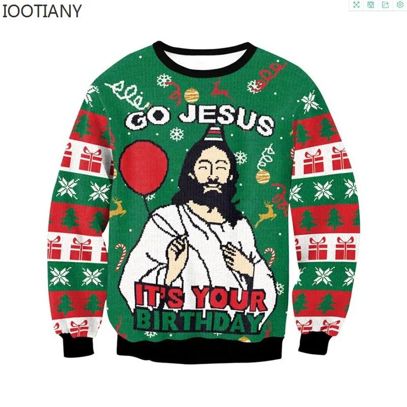 Sky02 hombres mujeres feo Sudadera con capucha divertido jorobando Reno Climax pegajoso Jumpers Tops pareja fiesta de vacaciones Navidad 88Ji