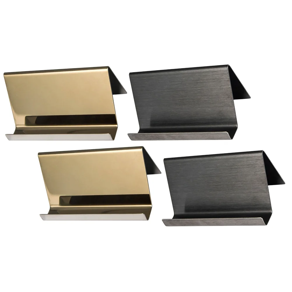 

4 Pcs Stainless Steel Business Card Holder Name Stand Cards Organizer Mobile Phone Desktop Display for Base