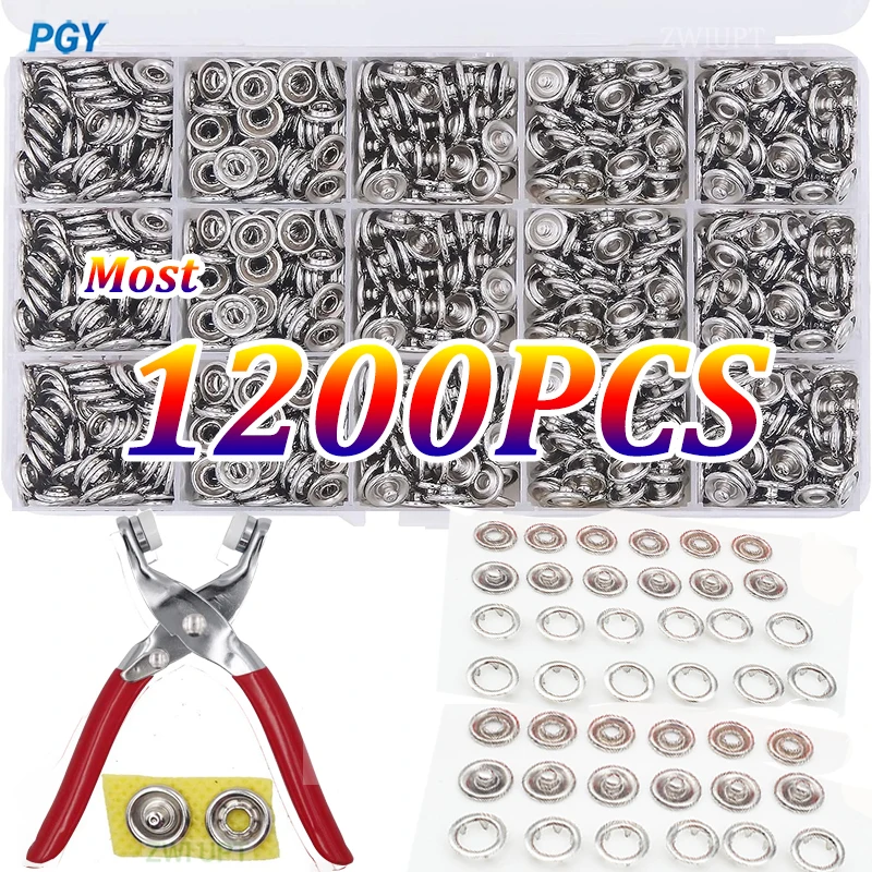 

400-1200PCS Plier Tool Metal Snap DIY Craft Supplies Sewing Button Thickened Snap Fastener Kit for Installing Sewing Bag Clothe