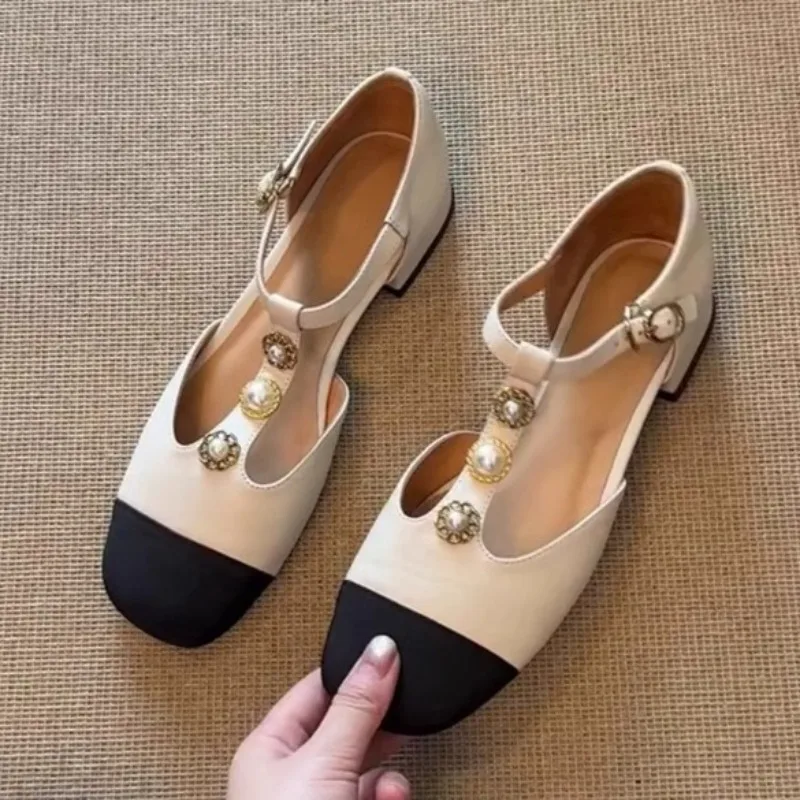 Женские золотые сандалии во французском стиле ретро с узкими жемчужными ремешками и юбками, удобные в ношении на улице, сексуальные туфли на высоком каблуке-шпильке