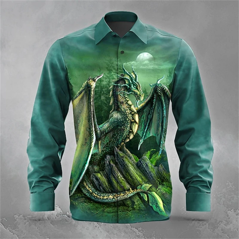 

2025 New Vintage Men's Long-sleeved Shirt Fashionable Casual Vacation Button Shirt Daily Autumn Lapel 3D Printed Men's Wear