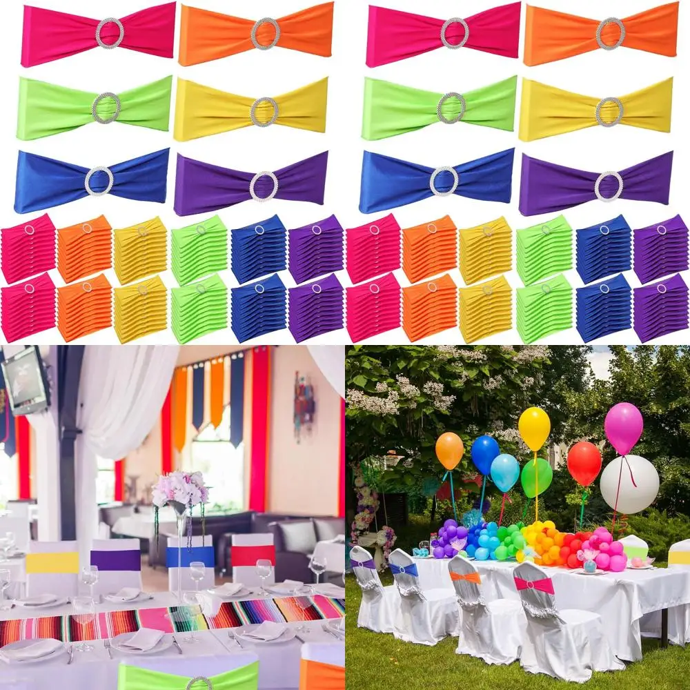 

120 Pieces Spandex Chair Sashes with Buckles for Weddings, Events, and Party Decorations
